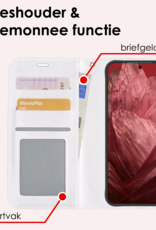 NoXx Hoes Geschikt voor Google Pixel 8a Hoesje Book Case Hoes Flip Cover Wallet Bookcase Met Screenprotector - Wit