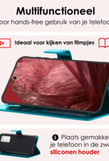 NoXx Hoes Geschikt voor Google Pixel 8a Hoesje Book Case Hoes Flip Cover Wallet Bookcase Met Screenprotector - Turquoise