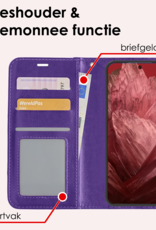 NoXx Hoes Geschikt voor Google Pixel 8a Hoesje Book Case Hoes Flip Cover Wallet Bookcase Met Screenprotector - Paars