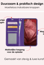 NoXx Hoes Geschikt voor Google Pixel 8a Hoesje Book Case Hoes Flip Cover Wallet Bookcase Met Screenprotector - Paars