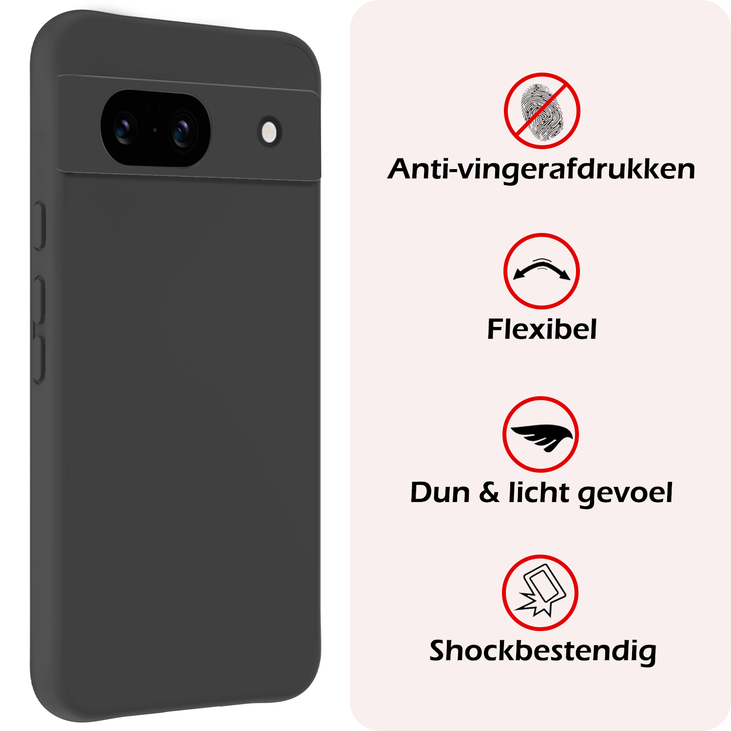 NoXx Hoes Geschikt voor Google Pixel 8a Hoesje Cover Siliconen Back Case Hoes Met Screenprotector - Zwart