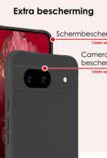 NoXx Hoes Geschikt voor Google Pixel 8a Hoesje Cover Siliconen Back Case Hoes Met Screenprotector - Zwart