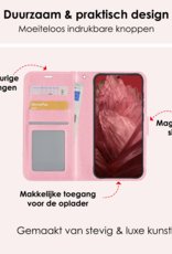 NoXx Hoes Geschikt voor Google Pixel 8a Hoesje Book Case Hoes Flip Cover Wallet Bookcase Met Screenprotector - Lichtroze