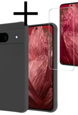 NoXx Hoes Geschikt voor Google Pixel 8a Hoesje Cover Siliconen Back Case Hoes Met Screenprotector - Zwart