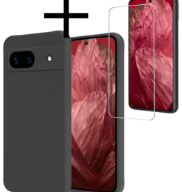 NoXx NoXx Google Pixel 8a Hoesje Siliconen Met Screenprotector - Zwart