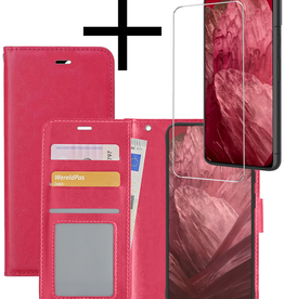 NoXx NoXx Google Pixel 8a Hoesje Bookcase Met Screenprotector - Donkerroze