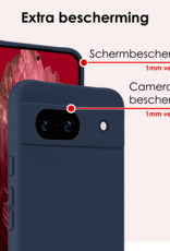 NoXx Hoes Geschikt voor Google Pixel 8a Hoesje Cover Siliconen Back Case Hoes Met 2x Screenprotector - Donkerblauw