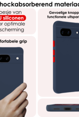 NoXx Hoes Geschikt voor Google Pixel 8a Hoesje Cover Siliconen Back Case Hoes Met 2x Screenprotector - Donkerblauw