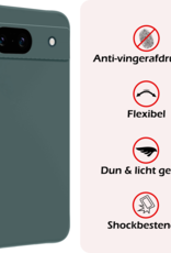 NoXx Hoes Geschikt voor Google Pixel 8a Hoesje Cover Siliconen Back Case Hoes Met 2x Screenprotector - Donkergroen