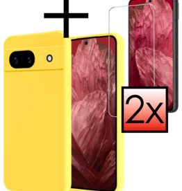 NoXx NoXx Google Pixel 8a Hoesje Siliconen Met 2x Screenprotector - Geel