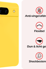 NoXx Hoes Geschikt voor Google Pixel 8a Hoesje Cover Siliconen Back Case Hoes Met 2x Screenprotector - Geel