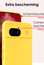 NoXx Hoes Geschikt voor Google Pixel 8a Hoesje Cover Siliconen Back Case Hoes Met 2x Screenprotector - Geel