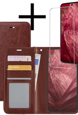 NoXx Hoes Geschikt voor Google Pixel 8a Hoesje Book Case Hoes Flip Cover Wallet Bookcase Met Screenprotector - Bruin