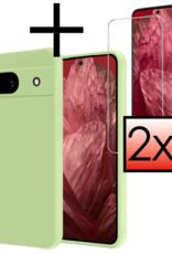 NoXx Hoes Geschikt voor Google Pixel 8a Hoesje Cover Siliconen Back Case Hoes Met 2x Screenprotector - Groen