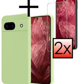 NoXx NoXx Google Pixel 8a Hoesje Siliconen Met 2x Screenprotector - Groen