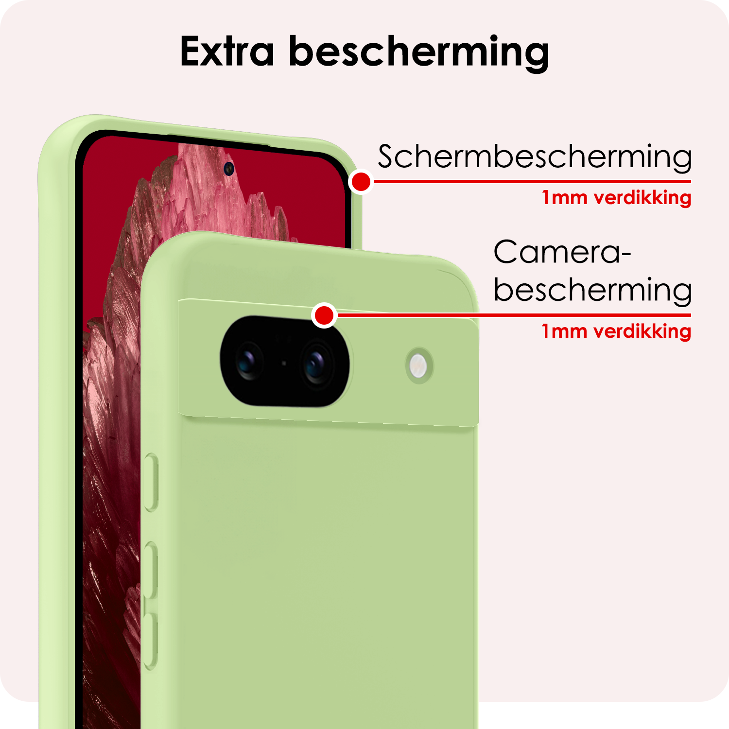 NoXx Hoes Geschikt voor Google Pixel 8a Hoesje Cover Siliconen Back Case Hoes Met 2x Screenprotector - Groen