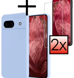 NoXx NoXx Google Pixel 8a Hoesje Siliconen Met 2x Screenprotector - Lichtblauw