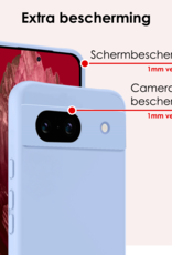 NoXx Hoes Geschikt voor Google Pixel 8a Hoesje Cover Siliconen Back Case Hoes Met 2x Screenprotector - Lichtblauw