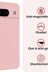 NoXx Hoes Geschikt voor Google Pixel 8a Hoesje Cover Siliconen Back Case Hoes Met 2x Screenprotector - Lichtroze