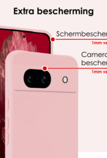NoXx Hoes Geschikt voor Google Pixel 8a Hoesje Cover Siliconen Back Case Hoes Met 2x Screenprotector - Lichtroze