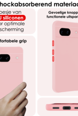 NoXx Hoes Geschikt voor Google Pixel 8a Hoesje Cover Siliconen Back Case Hoes Met 2x Screenprotector - Lichtroze