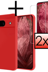 NoXx Hoes Geschikt voor Google Pixel 8a Hoesje Cover Siliconen Back Case Hoes Met 2x Screenprotector - Rood