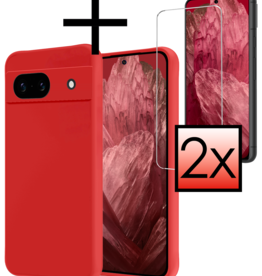 NoXx NoXx Google Pixel 8a Hoesje Siliconen Met 2x Screenprotector - Rood