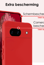 NoXx Hoes Geschikt voor Google Pixel 8a Hoesje Cover Siliconen Back Case Hoes Met 2x Screenprotector - Rood