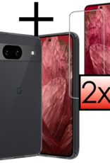 NoXx Hoes Geschikt voor Google Pixel 8a Hoesje Cover Siliconen Back Case Hoes Met 2x Screenprotector - Transparant