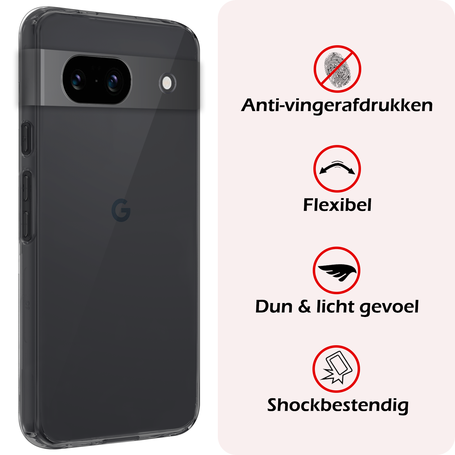NoXx Hoes Geschikt voor Google Pixel 8a Hoesje Cover Siliconen Back Case Hoes Met 2x Screenprotector - Transparant