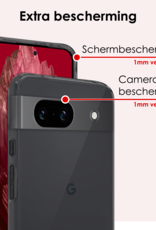 NoXx Hoes Geschikt voor Google Pixel 8a Hoesje Cover Siliconen Back Case Hoes Met 2x Screenprotector - Transparant