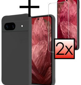 NoXx NoXx Google Pixel 8a Hoesje Siliconen Met 2x Screenprotector - Zwart