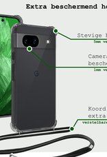 BASEY. Hoes Geschikt voor Google Pixel 8a Hoesje Shock Proof Case Met Koord Shock Hoes Met Koord - Hoesje Geschikt voor Google Pixel 8a Hoes Cover Met Koord - Transparant