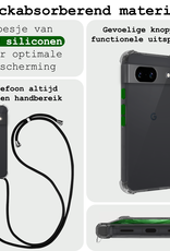 BASEY. Hoes Geschikt voor Google Pixel 8a Hoesje Shock Proof Case Met Koord Shock Hoes Met Koord - Hoesje Geschikt voor Google Pixel 8a Hoes Cover Met Koord - Transparant