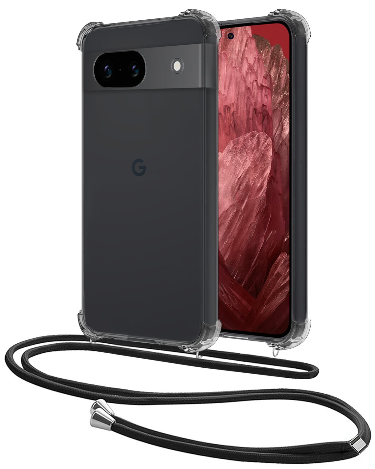 NoXx Hoes Geschikt voor Google Pixel 8a Hoesje Transparant Met Telefoonkoord Cover Shock Proof Case Koord Hoes