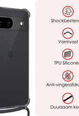 NoXx Hoes Geschikt voor Google Pixel 8a Hoesje Transparant Met Telefoonkoord Cover Shock Proof Case Koord Hoes