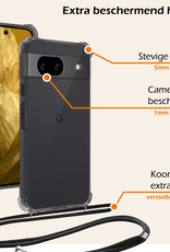 Nomfy Hoesje Geschikt voor Google Pixel 8a Hoesje Shock Proof Transparant Met Telefoonketting Case Shock Koord - Hoesje Geschikt voor Google Pixel 8a Shock Proof Case Met Koord - Transparant