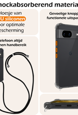 Nomfy Hoesje Geschikt voor Google Pixel 8a Hoesje Shock Proof Transparant Met Telefoonketting Case Shock Koord - Hoesje Geschikt voor Google Pixel 8a Shock Proof Case Met Koord - Transparant
