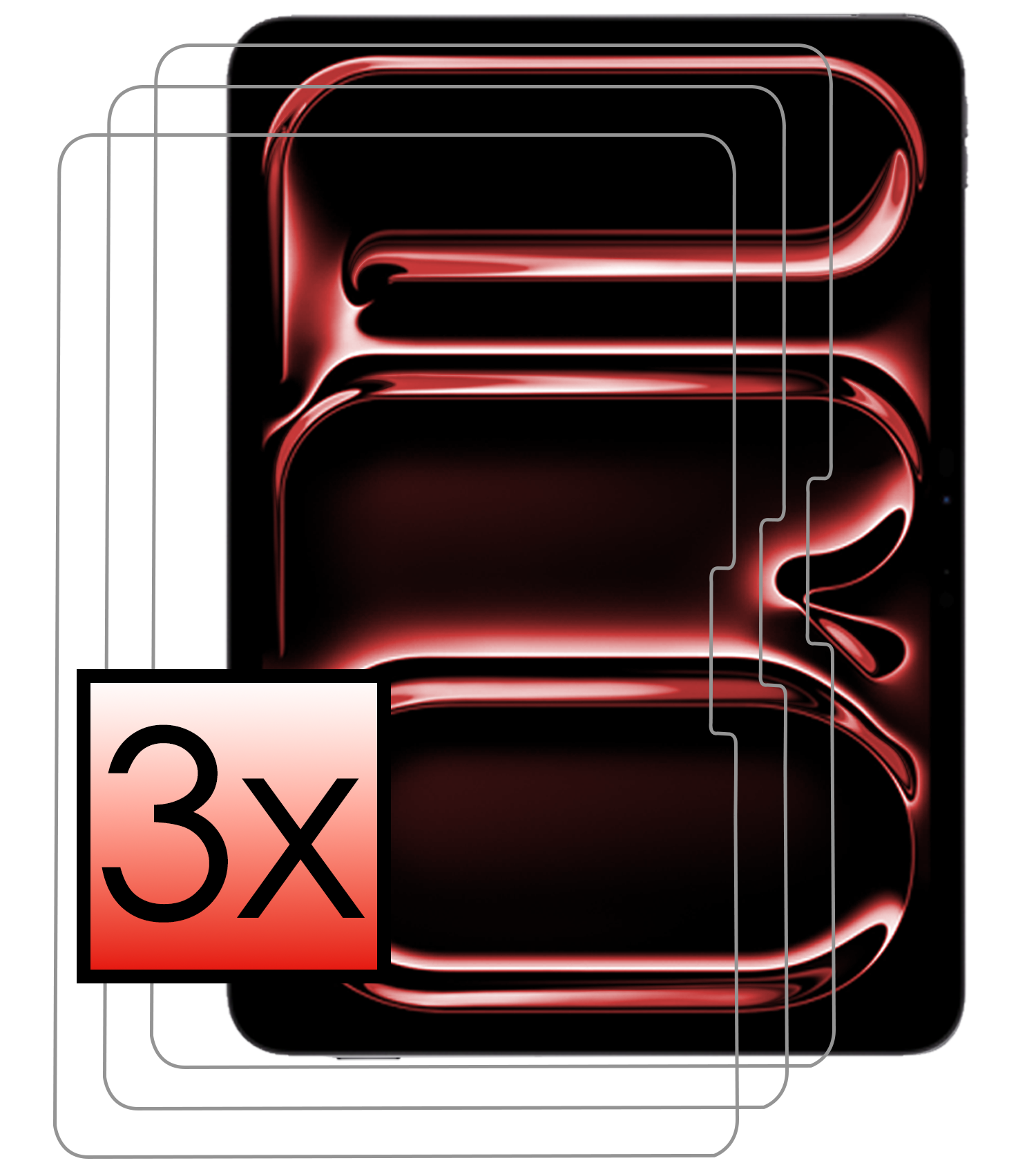 NoXx Screenprotector Geschikt voor iPad Pro 2024 (11 inch) Screenprotector Bescherm Glas Screen Protector - 3x