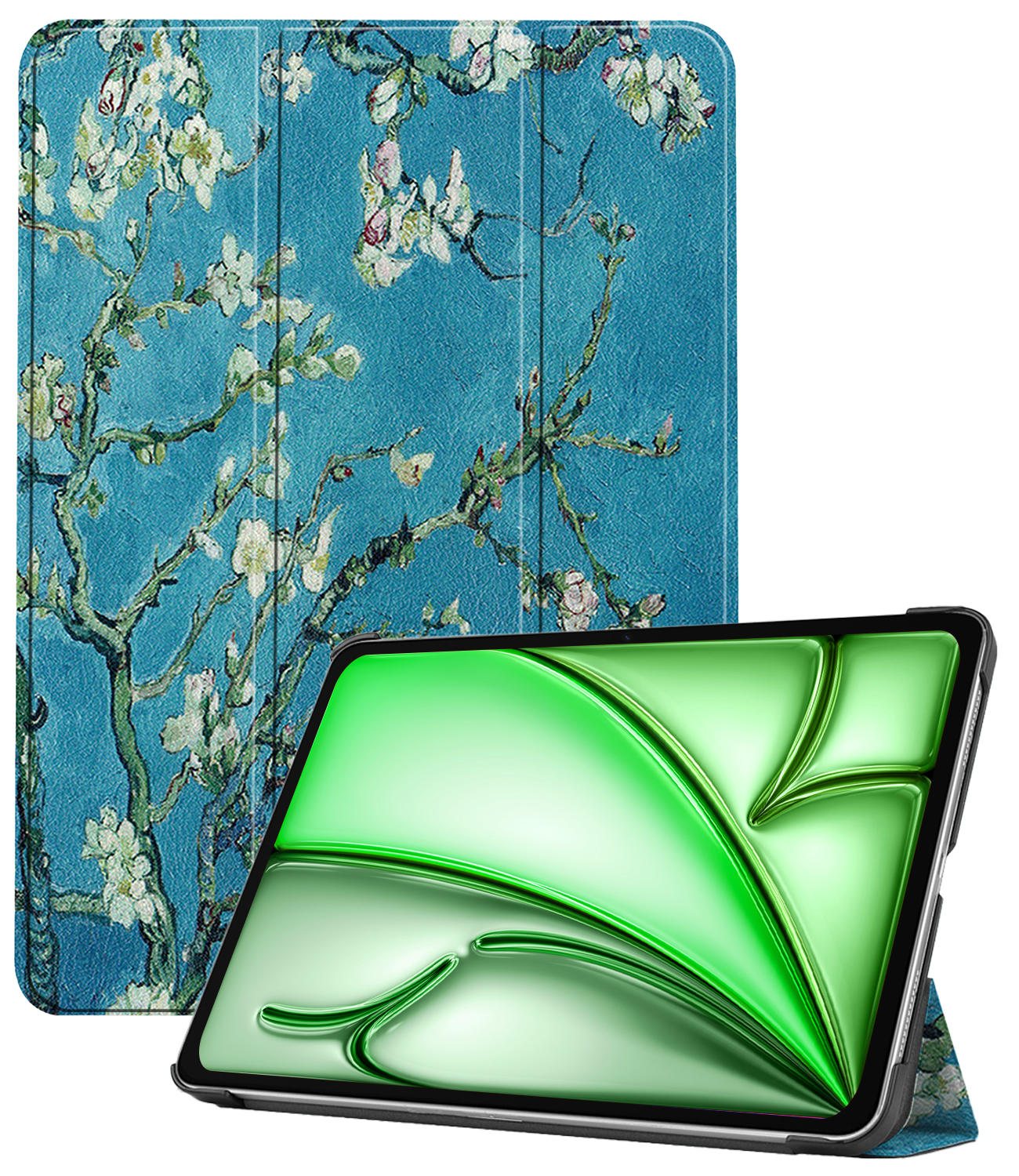 BASEY. Hoesje Geschikt voor iPad Air 6 (11 inch) Hoes Case Tablet Hoesje Tri-fold - Hoes Geschikt voor iPad Air 2024 (11 inch) Hoesje Hard Cover Bookcase Hoes - Bloesem