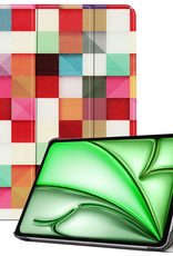 BASEY. Hoesje Geschikt voor iPad Air 6 (11 inch) Hoes Case Tablet Hoesje Tri-fold - Hoes Geschikt voor iPad Air 2024 (11 inch) Hoesje Hard Cover Bookcase Hoes - Blokken