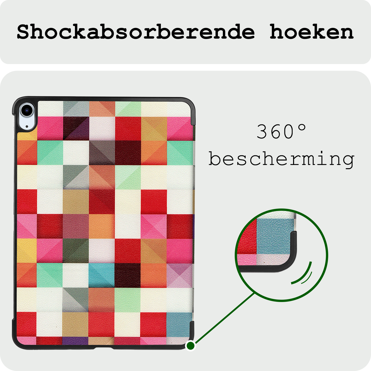 BASEY. Hoesje Geschikt voor iPad Air 6 (11 inch) Hoes Case Tablet Hoesje Tri-fold - Hoes Geschikt voor iPad Air 2024 (11 inch) Hoesje Hard Cover Bookcase Hoes - Blokken