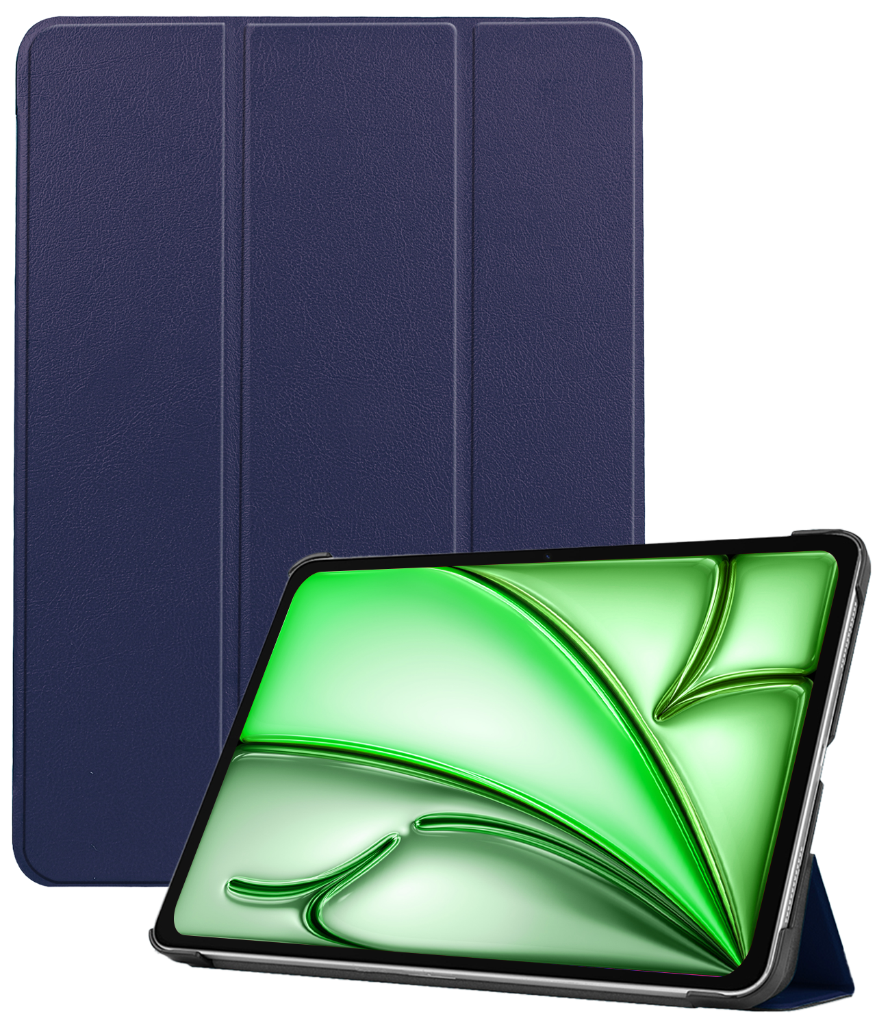 BASEY. Hoesje Geschikt voor iPad Air 6 (11 inch) Hoes Case Tablet Hoesje Tri-fold - Hoes Geschikt voor iPad Air 2024 (11 inch) Hoesje Hard Cover Bookcase Hoes - Donkerblauw