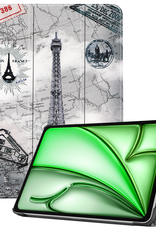 BASEY. Hoesje Geschikt voor iPad Air 6 (11 inch) Hoes Case Tablet Hoesje Tri-fold - Hoes Geschikt voor iPad Air 2024 (11 inch) Hoesje Hard Cover Bookcase Hoes - Eiffeltoren