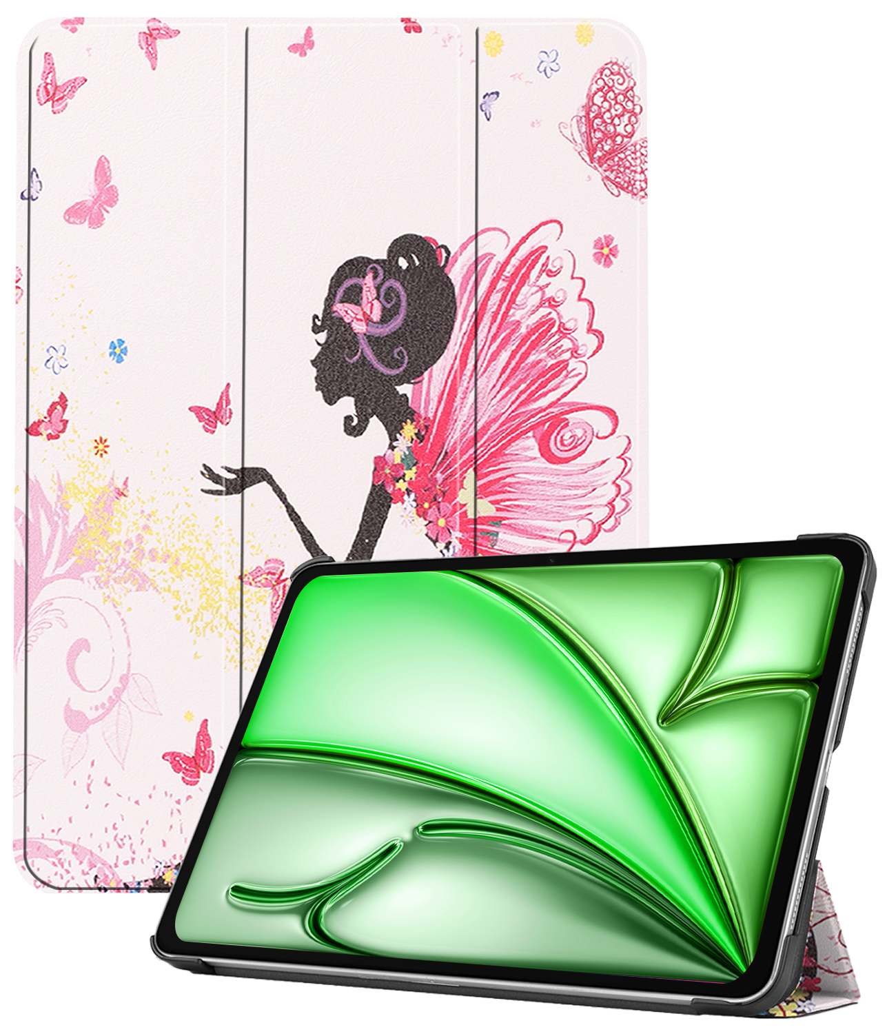 BASEY. Hoesje Geschikt voor iPad Air 6 (11 inch) Hoes Case Tablet Hoesje Tri-fold - Hoes Geschikt voor iPad Air 2024 (11 inch) Hoesje Hard Cover Bookcase Hoes - Elfje