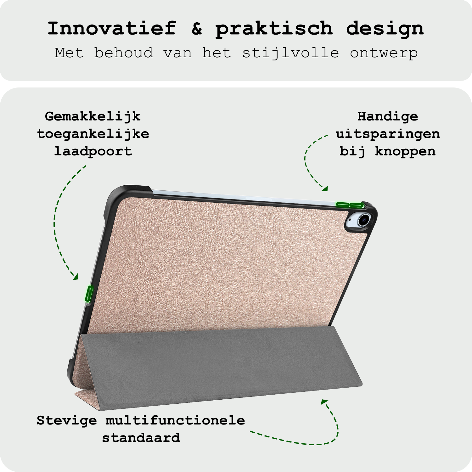 BASEY. Hoesje Geschikt voor iPad Air 6 (11 inch) Hoes Case Tablet Hoesje Tri-fold - Hoes Geschikt voor iPad Air 2024 (11 inch) Hoesje Hard Cover Bookcase Hoes - Goud