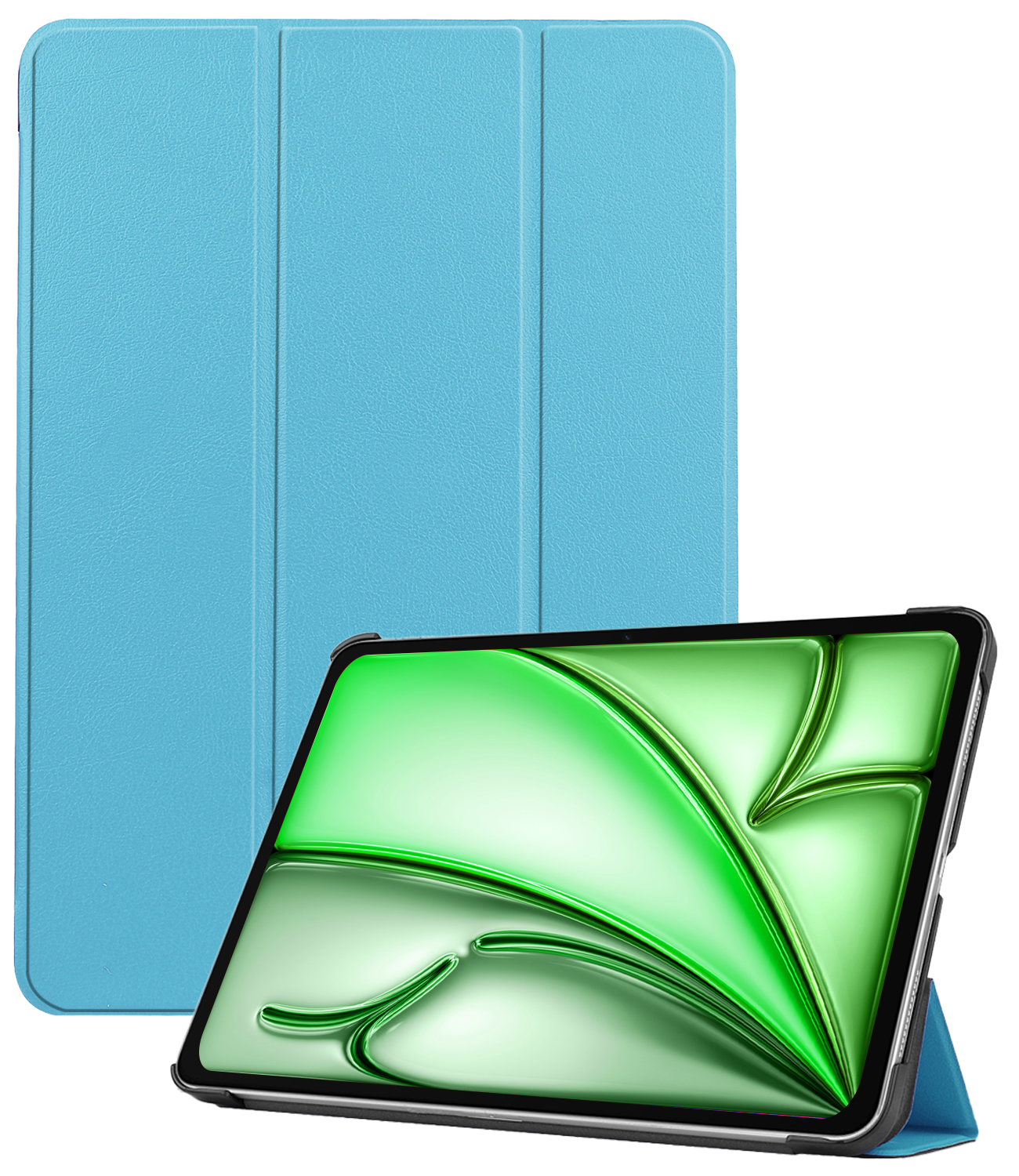 BASEY. Hoesje Geschikt voor iPad Air 6 (11 inch) Hoes Case Tablet Hoesje Tri-fold - Hoes Geschikt voor iPad Air 2024 (11 inch) Hoesje Hard Cover Bookcase Hoes - Lichtblauw