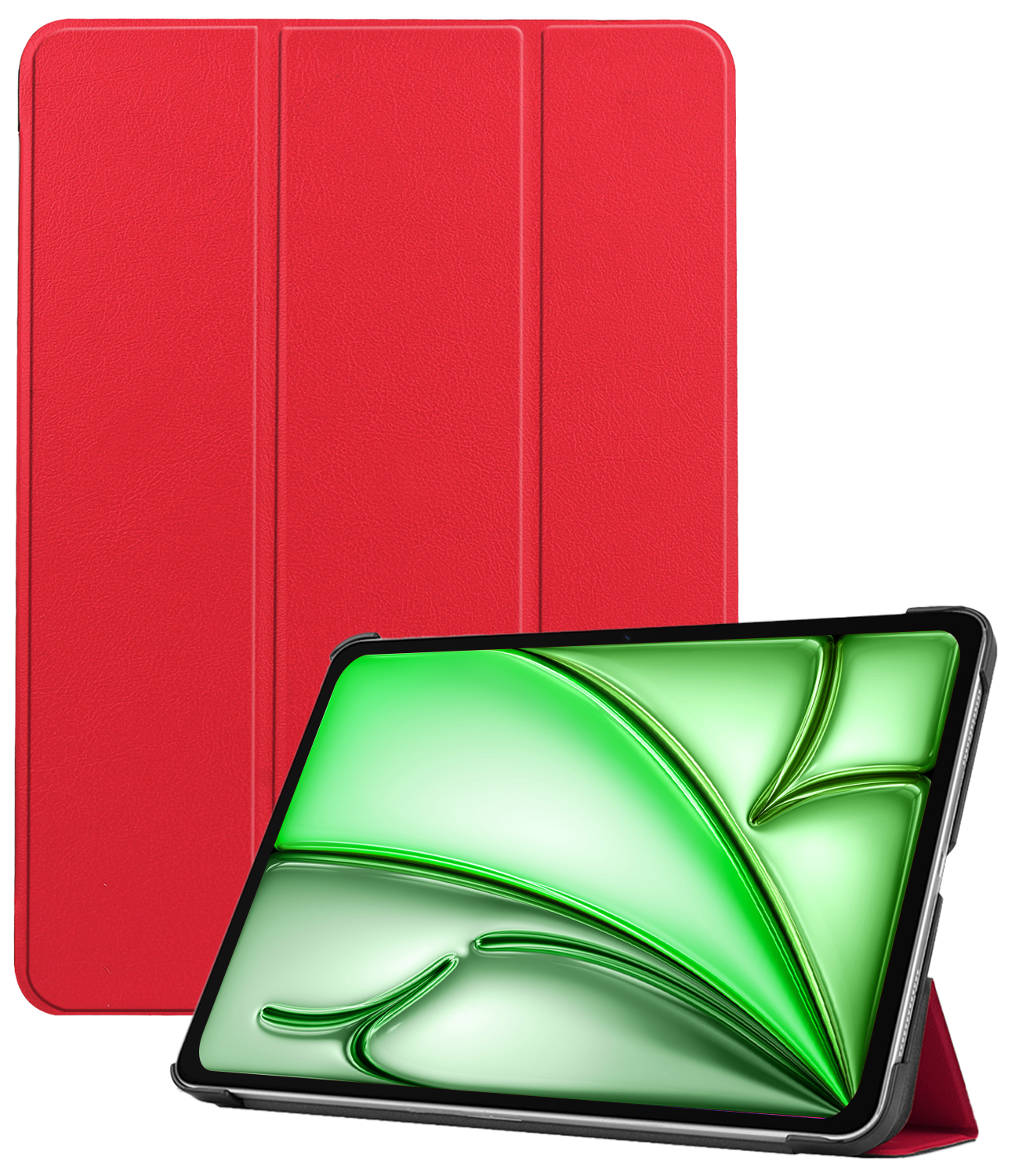 BASEY. Hoesje Geschikt voor iPad Air 6 (11 inch) Hoes Case Tablet Hoesje Tri-fold - Hoes Geschikt voor iPad Air 2024 (11 inch) Hoesje Hard Cover Bookcase Hoes - Rood