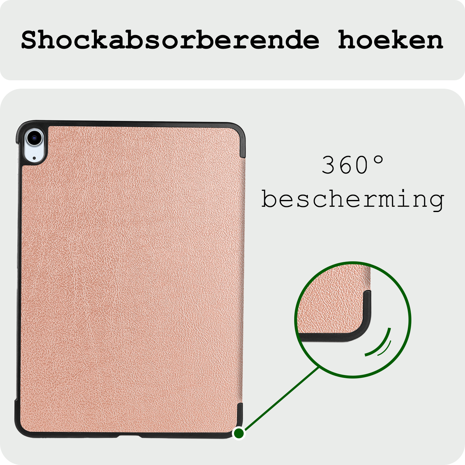 BASEY. Hoesje Geschikt voor iPad Air 6 (11 inch) Hoes Case Tablet Hoesje Tri-fold - Hoes Geschikt voor iPad Air 2024 (11 inch) Hoesje Hard Cover Bookcase Hoes - Rosé goud