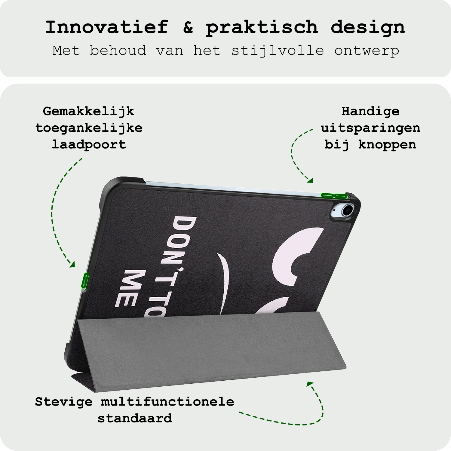 BASEY. Hoesje Geschikt voor iPad Air 6 (11 inch) Hoes Case Tablet Hoesje Tri-fold - Hoes Geschikt voor iPad Air 2024 (11 inch) Hoesje Hard Cover Bookcase Hoes - Don't Touch Me